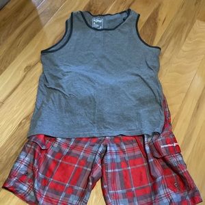 Mens swim set polo bathing suit says med ( fits large)urban pipeline tank xl